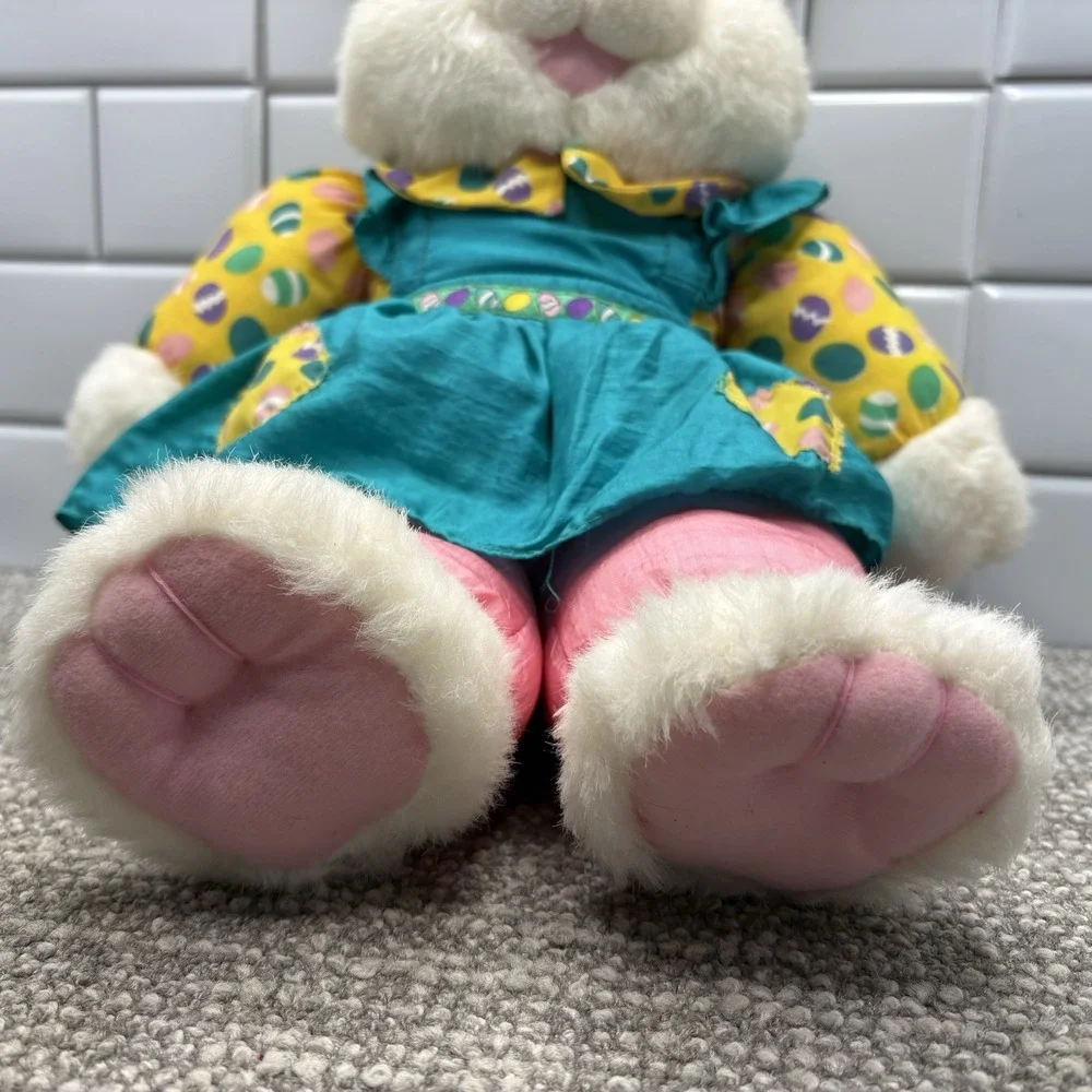 VTG 1993 Nylon Plush Rabbit Easter Egg Decos Bean Silky Nylon Parachute Rare H10